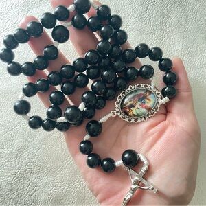 Elegant Black Beaded Rosary of st. michael the archangel